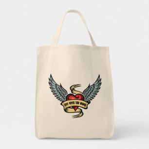 Vintage Heart With Wings Tote Bag