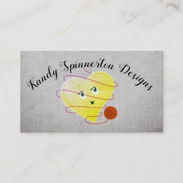 Vintage heart yarn knitting crochet business card (Front)