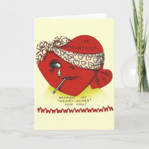 Vintage Heartache Heartsick Valentine Holiday Card