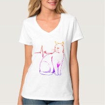 Vintage Heartbeat Cat, Minimalist Feline Aesthetic