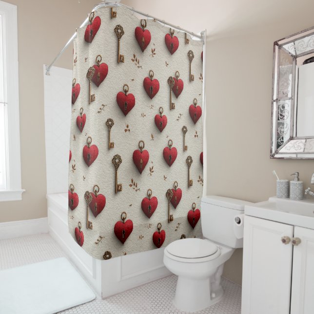 Vintage Hearts and Keys Pattern (In Situ)