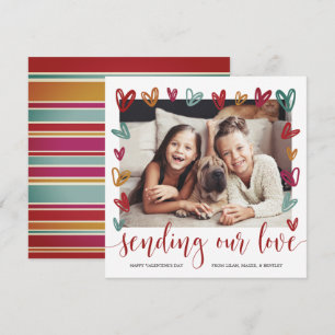 Vintage Hearts Frame Valentine's Day Photo Holiday Card