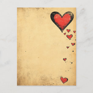 Vintage Hearts Roses Love Valentine's Day  Postcard