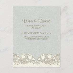 Vintage Hearts Sage Green Reception Card