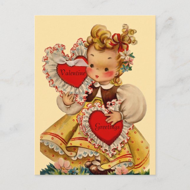 Vintage Hearts Sweetheart Holiday Postcard (Front)