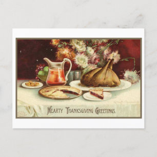 Vintage Hearty Thanksgiving Greetings Holiday Post Postcard