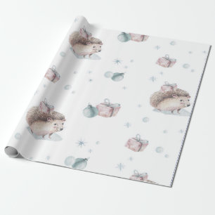 VINTAGE HEDGEHOG CHRISTMAS GIFT WRAPPING  PAPER