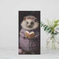 Vintage Hedgehog Purple Bookmark for Bookworms