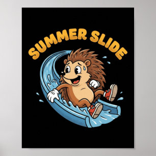 Vintage Hedgehog Water Slide Summer Slide Retro Poster