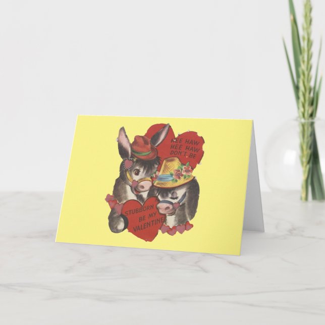 Vintage Hee Haw Donkey Valentine Holiday Card (Front)