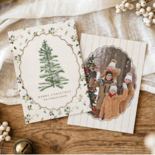 Vintage Heirloom Christmas Holiday Tree Photo Card