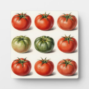 Vintage Heirloom Tomato Variety Botanical Grid  Plaque