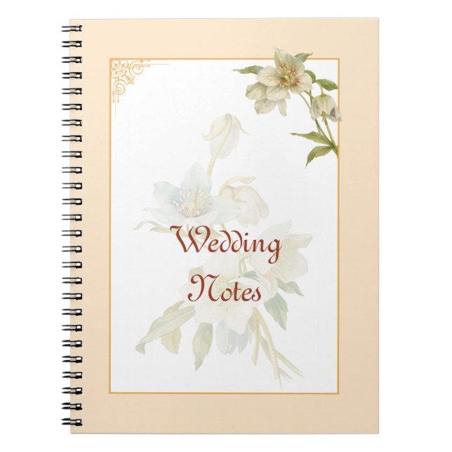 Vintage hellebores wedding notebook (Front)