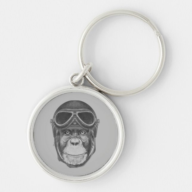 Vintage Helmet Chimpanzee Keychain (Front)