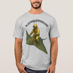 Vintage Helmet Diver Riding a Giant Stingray URM T-Shirt
