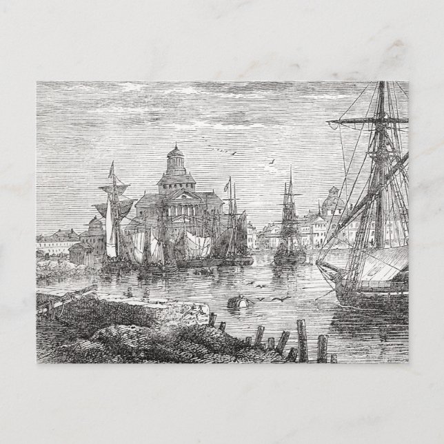 Vintage Helsinki Harbour Finland Postcard (Front)