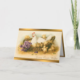 Vintage Hen And Chickens Easter Folded Cards