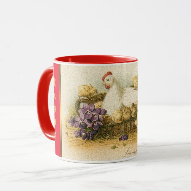 Vintage Hen And Chickens Easter Mug (Front Left)