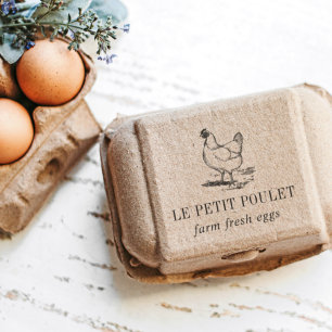 Vintage Hen   Country Egg Farm Rubber Stamp