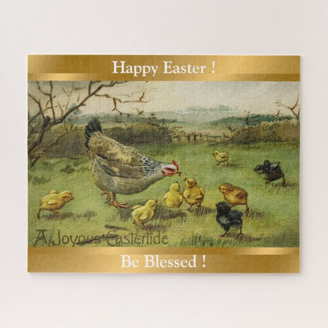 Vintage Hen Easter Holiday Jigsaw Puzzle (Horizontal)