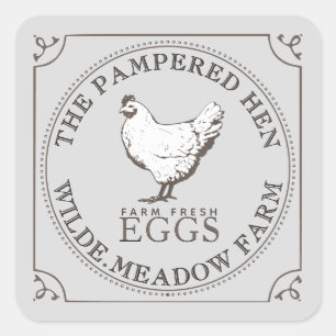 VINTAGE HEN FARINE OEUFS FRAIS ÉTIQUETTE Oeuf Cart