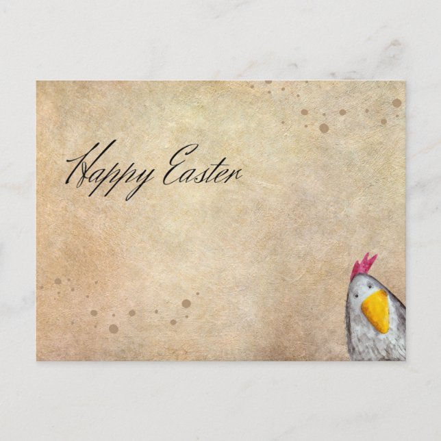 Vintage Hen Happy Easter Postcard (Front)
