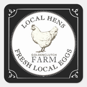 VINTAGE HEN OEUFS PASTUÉS ÉTIQUETTE Noir