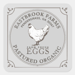 VINTAGE HEN PASTURED EGGS mockup delete Square Sticker