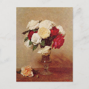 Vintage Henri Latour Roses in a Stemmed Glass Postcard