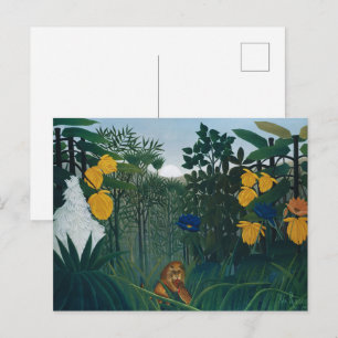 Vintage Henri Rousseau Jungle Lion Famous Art Postcard