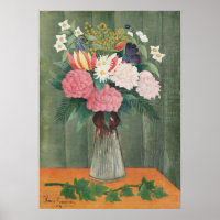 Vintage Henri Rousseau Pink Floral Still Life