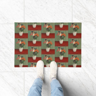 Vintage Henri Rousseau Sage Green Floral Art Print Doormat