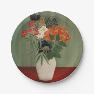 Vintage Henri Rousseau Sage Green Floral Art Print Paper Plate