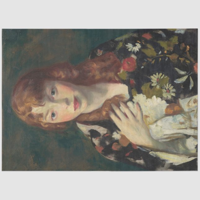 Vintage Henri Woman Lady Decoupage Tissue Paper (Front)