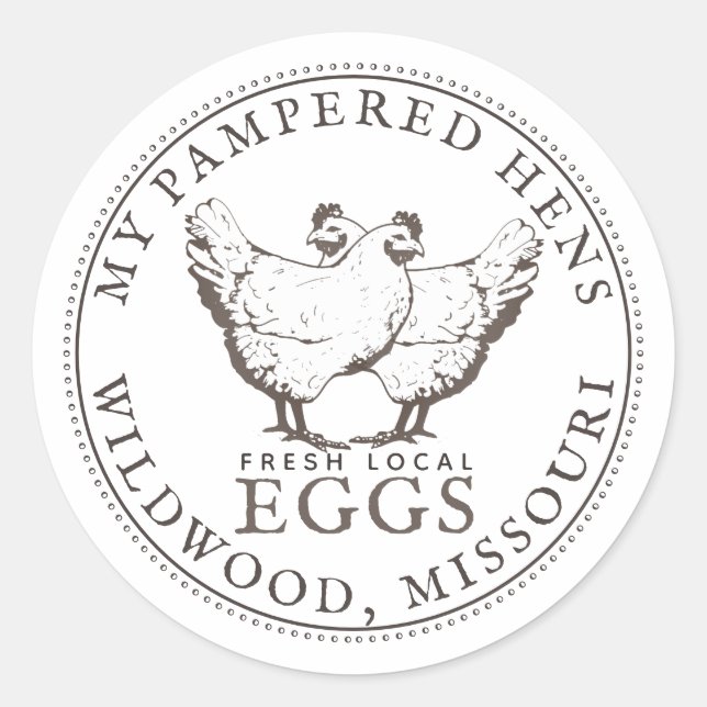 VINTAGE HENS FRAIS OEUFS LOCAUX ÉTIQUETTE (Devant)