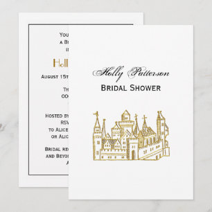 Vintage Heraldic Castle #2 Crest Faux Gold Invitation