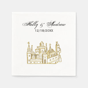 Vintage Heraldic Castle #2 Crest Faux Gold Napkin