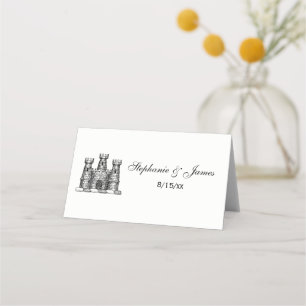 Vintage Heraldic Castle Emblem Coat of Arms Crest Place Card