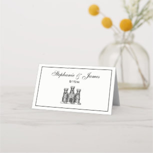 Vintage Heraldic Castle Emblem Coat of Arms Crest Place Card