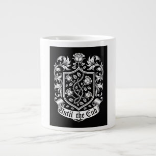 Vintage Heraldic Crest with Roses – Until the End  Large Coffee Mug