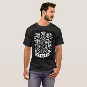 Vintage Heraldic Crest with Roses – Until the End T-Shirt