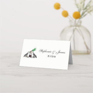 Vintage Heraldic Falcons With Hand Crest Emblem Place Card