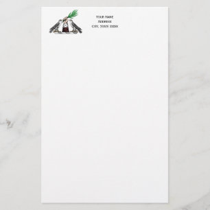 Vintage Heraldic Falcons With Hand Crest Emblem Stationery