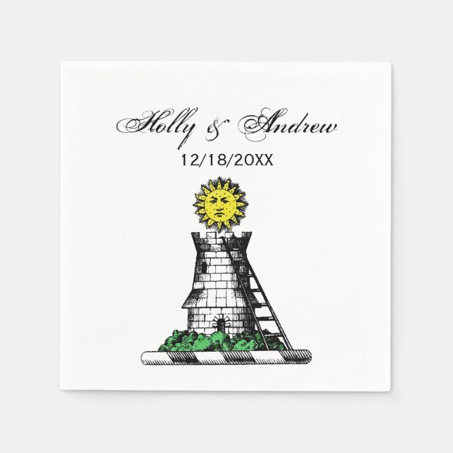 Vintage Heraldic Medieval Castle Emblem Crest Napkin (Front)