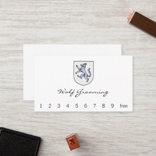Vintage Heraldic Rampant Wolf Illustration Loyalty Card
