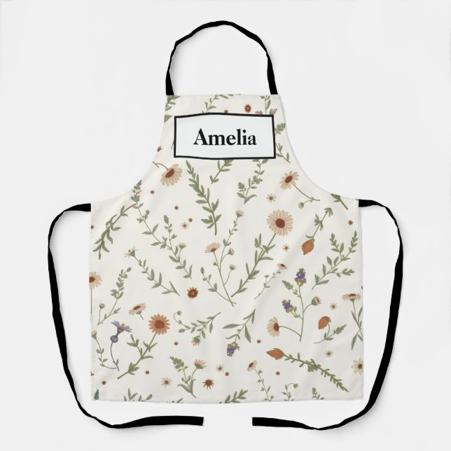 Vintage Herb Garden Botanical Apron (Front)