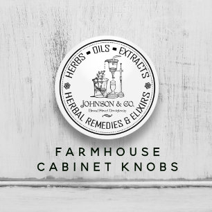 Vintage Herbal Remedies Farmhouse Shabby Chic Ceramic Knob