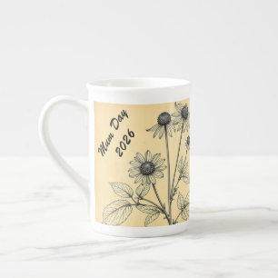 Vintage Herbal Tea Botany Minimalist Bone China Mug