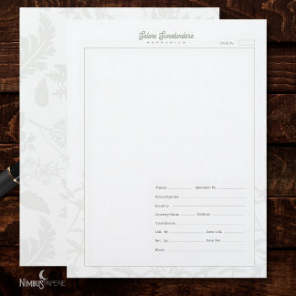 Vintage Herbarium Plant White Specimen Sheet