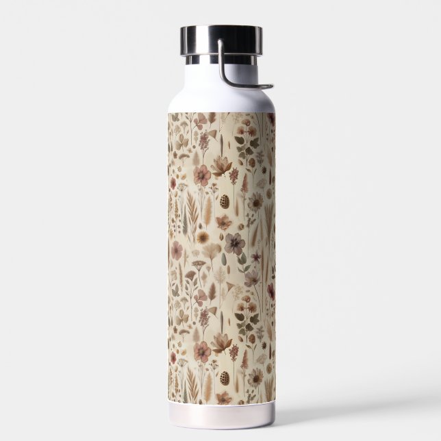 Vintage Herbarium Pressed Flower Botanical Water  Bottle (Left)